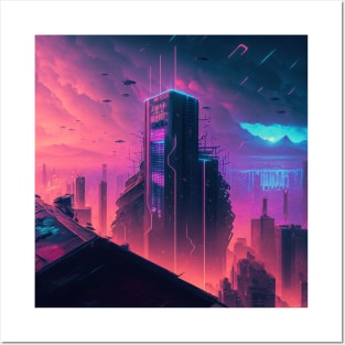 Yellow Haze - Cyberpunk Cityscape Skyline Posters and Art